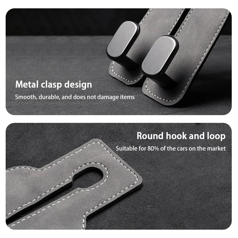 Premium Car Headrest Hook – Suede Rear Seat Dual Alloy Hanger with 20KG Load Capacity