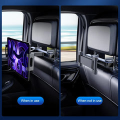 Telescopic Car Headrest Tablet Holder – 360° Rotating Mount for 4–12.9in Devices
