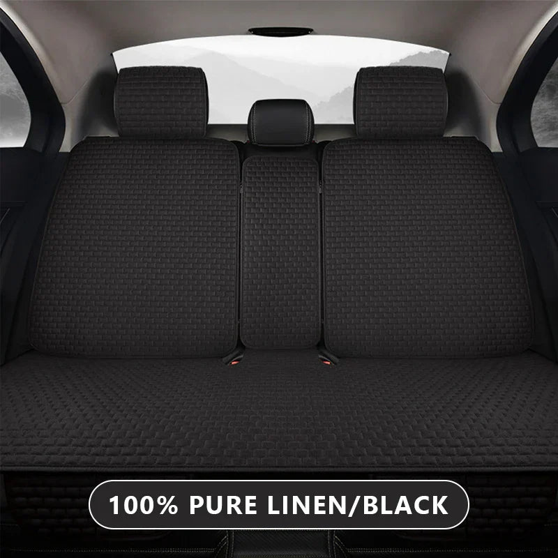 Breathable 100% Linen Car Seat Cover – Cooling Sweat-Absorbing Cushion for SUV & Sedan