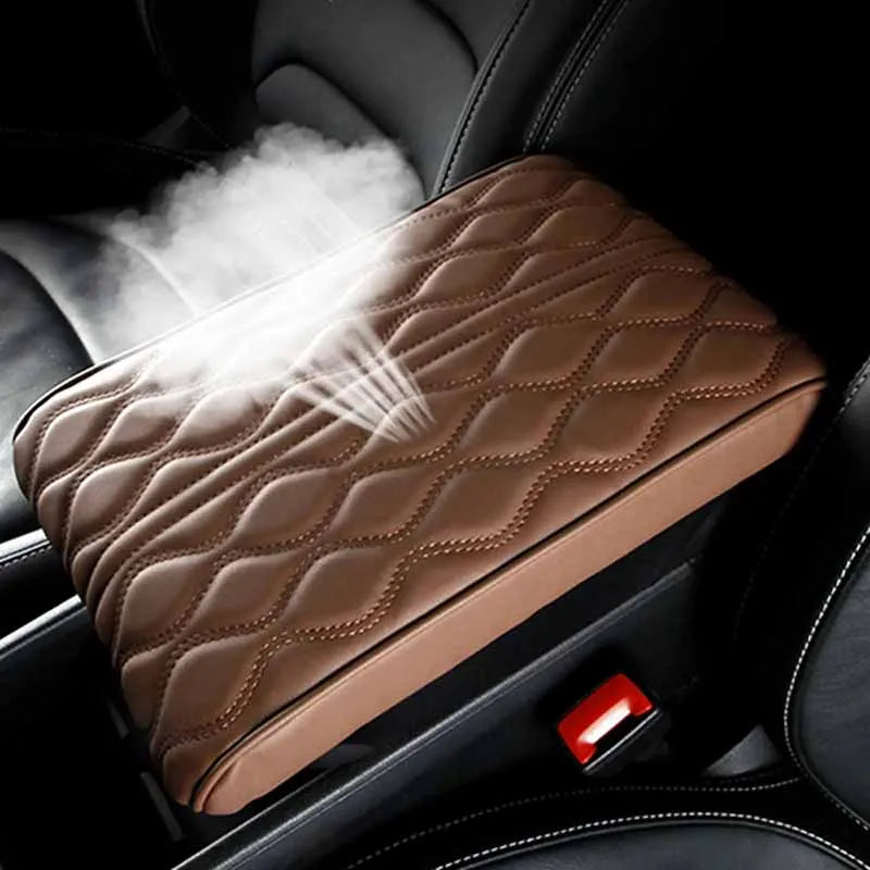 Thickened Car Armrest Box Cushion – 3D Memory Foam PU Leather Console Cover