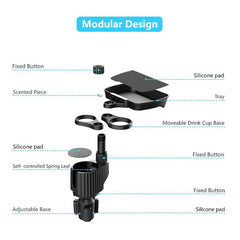 Extensor de portavasos para coche 4 en 1 – Bandeja giratoria para aperitivos y portabebidas de 360° (carga de 3 kg)