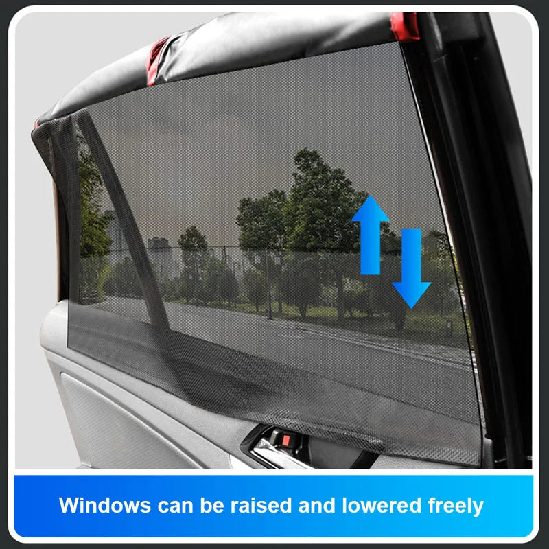 Magnetic Car Window Sun Shades (2Pcs) – Double Layer Privacy UV Protection Curtain