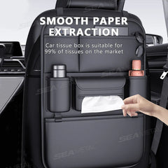 Waterproof 6-Pocket Car Backseat Organizer – Anti-Kick Pad with Cup Holder & Tissue Storage