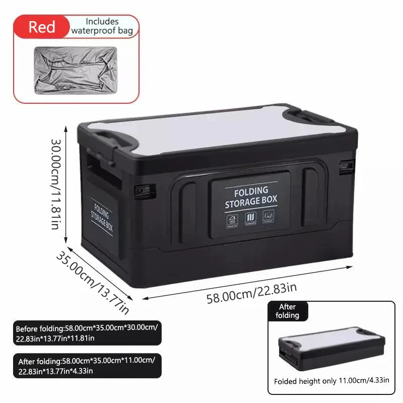 61L Large-Capacity Foldable Car Trunk Organizer – Heavy-Duty Thickened Storage Box for Camping & Fishing