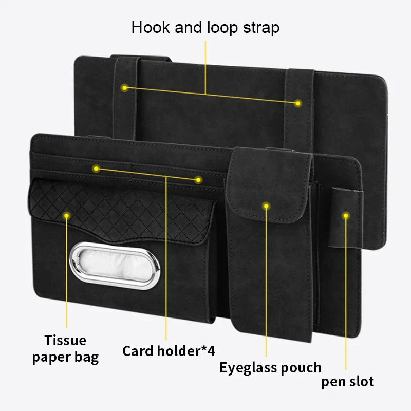 Premium Auto Sun Visor Storage Bag – Multi-Function Organizer with Tissue Holder