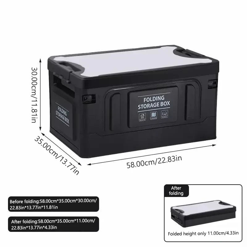 61L Large-Capacity Foldable Car Trunk Organizer – Heavy-Duty Thickened Storage Box for Camping & Fishing