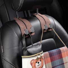 Premium Car Headrest Hook – Suede Rear Seat Dual Alloy Hanger with 20KG Load Capacity