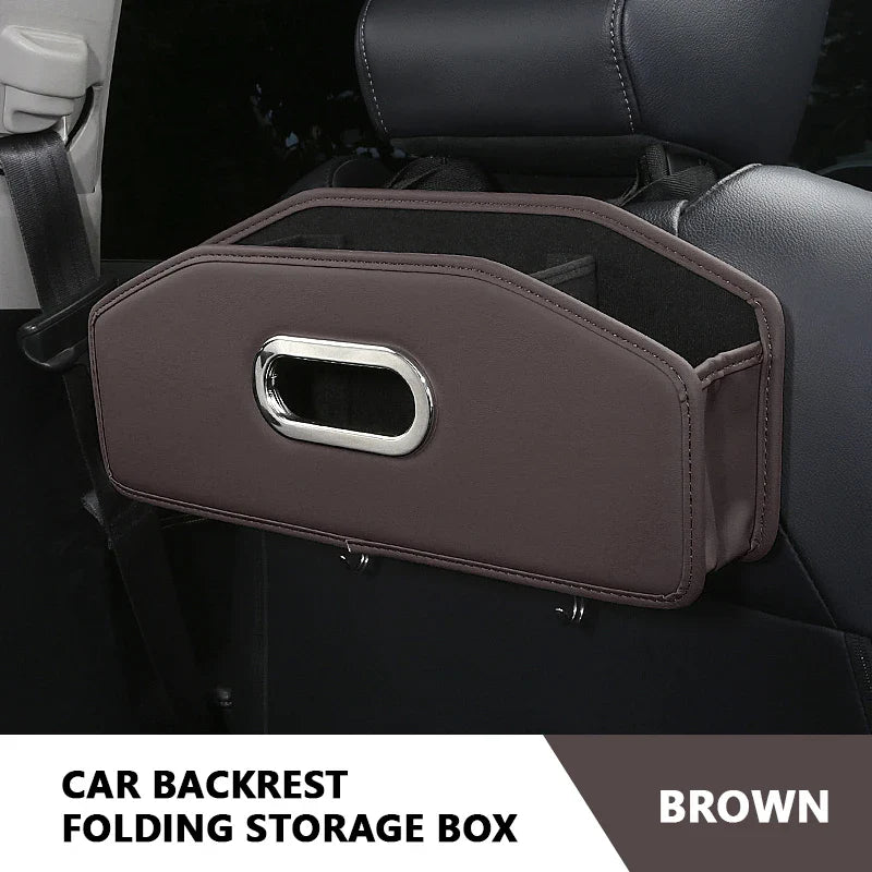 Multi-Function Car Backseat Organizer – Foldable Storage Box with Tissue Holder & Hook