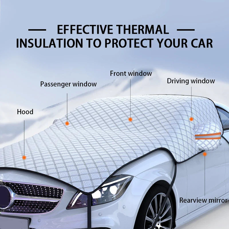 Upgraded Large Car Window Snow Cover – Universal Windshield Snow Shield with Hood Protection