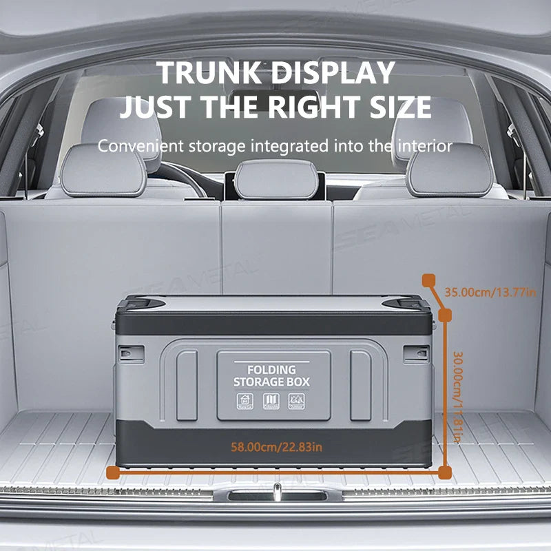 61L Large-Capacity Foldable Car Trunk Organizer – Heavy-Duty Thickened Storage Box for Camping & Fishing
