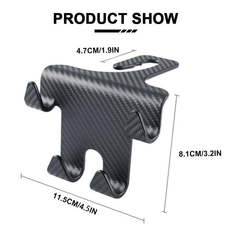 Multifunctionele Hoofdsteunhaak voor de auto – Koolstofvezel Hanger voor rugleuning