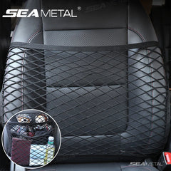 Organizador de malla para coche de 2 capas - Red universal de almacenamiento para asientos, soporte de carga de gran capacidad