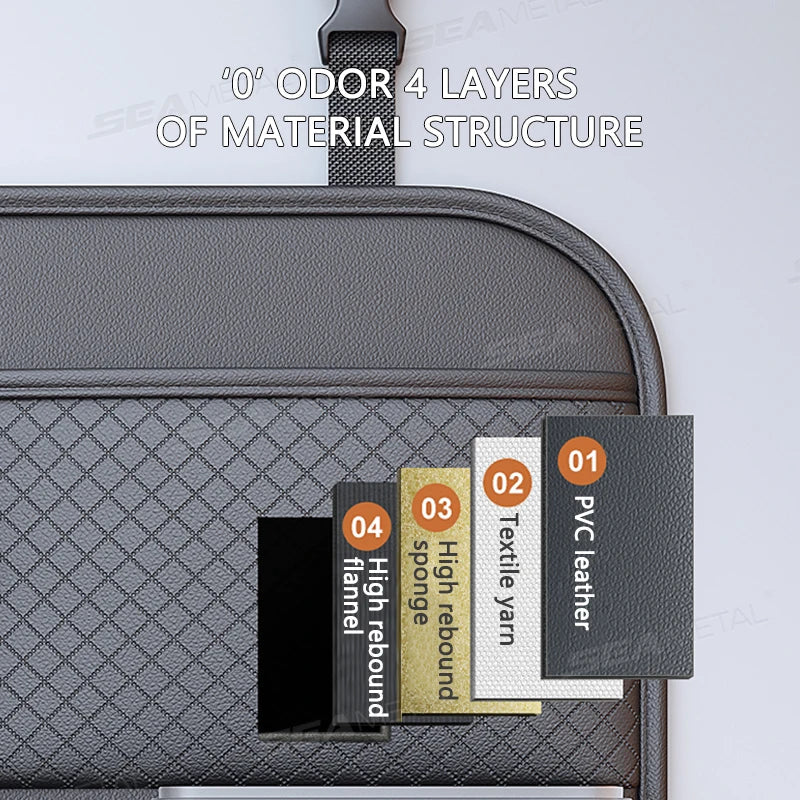 Bolsa de almacenamiento de lujo para la parte trasera del asiento del coche - Organizador multifunción para el asiento trasero con protección antipalanca