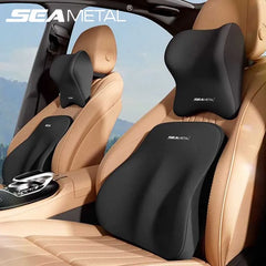 Memory Foam Car Neck & Lumbar Pillow – Soft Washable Cover Support Cushion