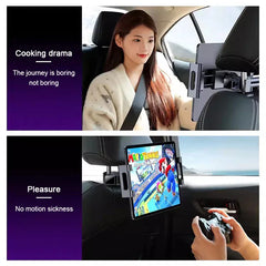 Telescopic Car Headrest Tablet Holder – 360° Rotating Mount for 4–12.9in Devices