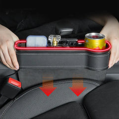 Car Seat Gap Storage Box with LED Atmosphere Light – Dual USB Charger & Cup Holder