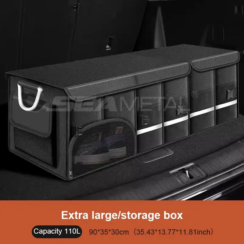 Caja de almacenamiento plegable para maletero de coche de 110 L – Organizador de gran capacidad de tela Oxford impermeable para camping y pesca