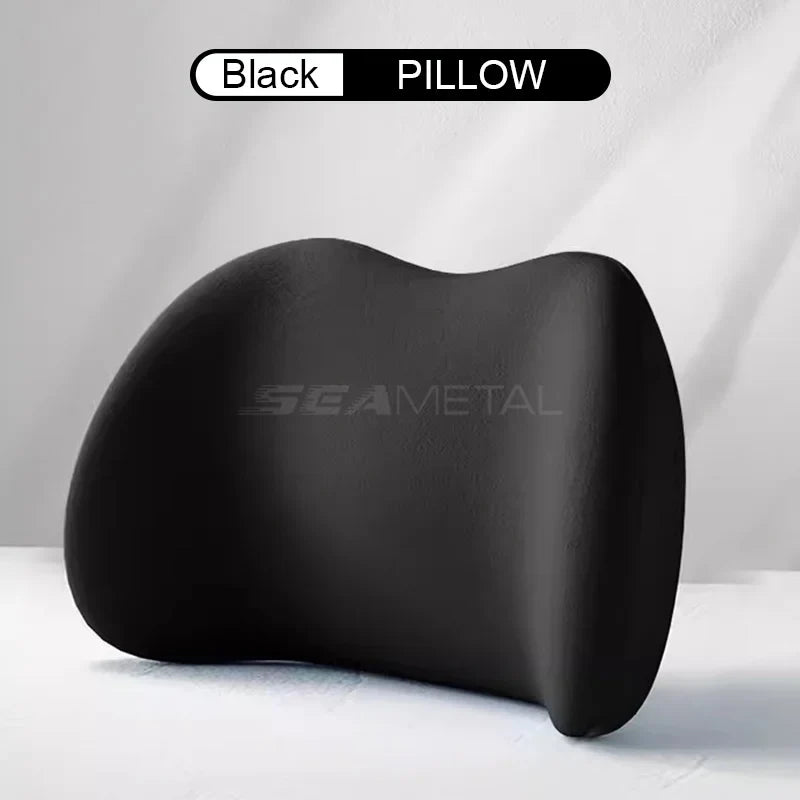 Memory Foam Car Neck Pillow – Ergonomic Headrest & Lumbar Support Cushion with Washable Cover