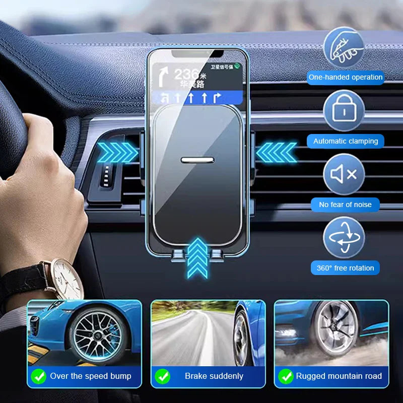 Universal Car Air Vent Phone Holder – 360° Adjustable Mount for 4.7–7.2 Inch Smartphones