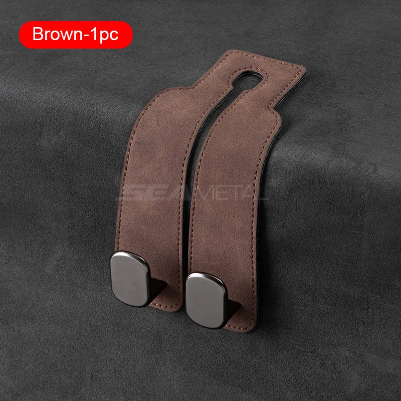 Premium Car Headrest Hook – Suede Rear Seat Dual Alloy Hanger with 20KG Load Capacity