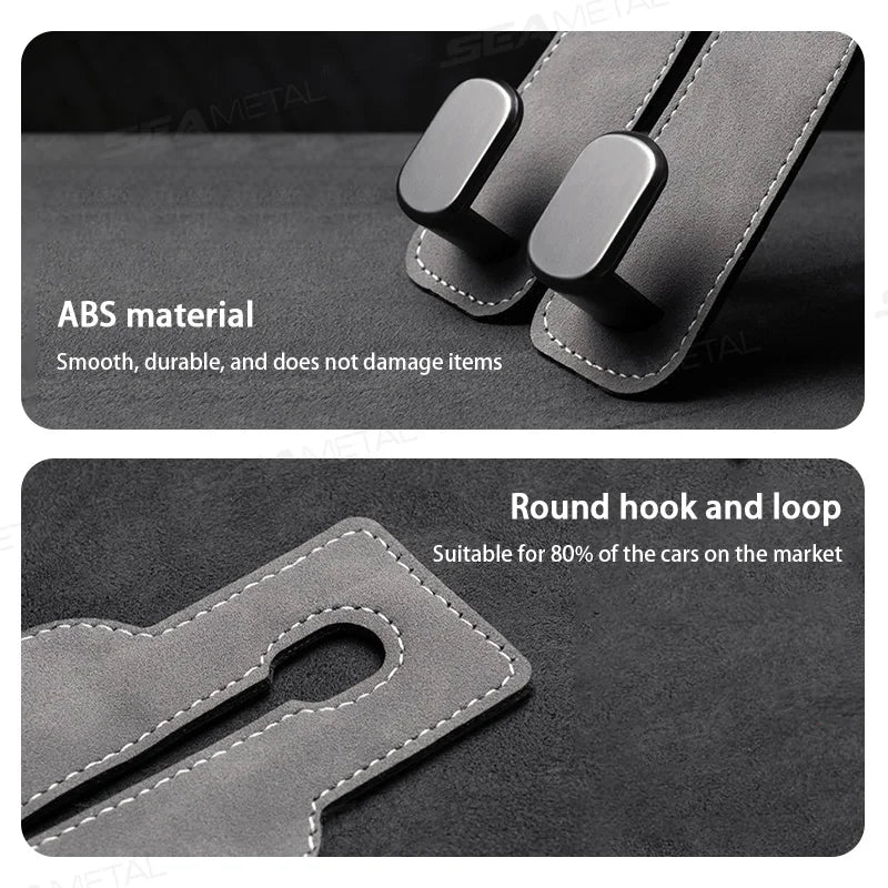 Auto Hoofdsteun Ophanghaak – Premium Suède 20KG Zware Opberghaak