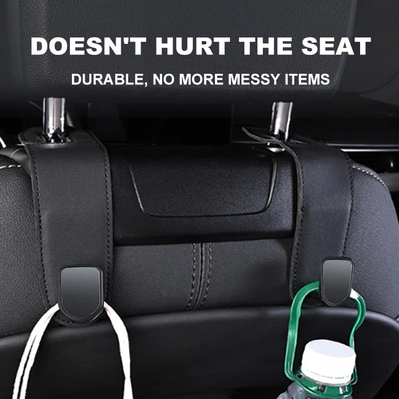 Universal Hidden Car Headrest Hook – Suede Leather Rear Row Hanger 20KG Load-Bearing