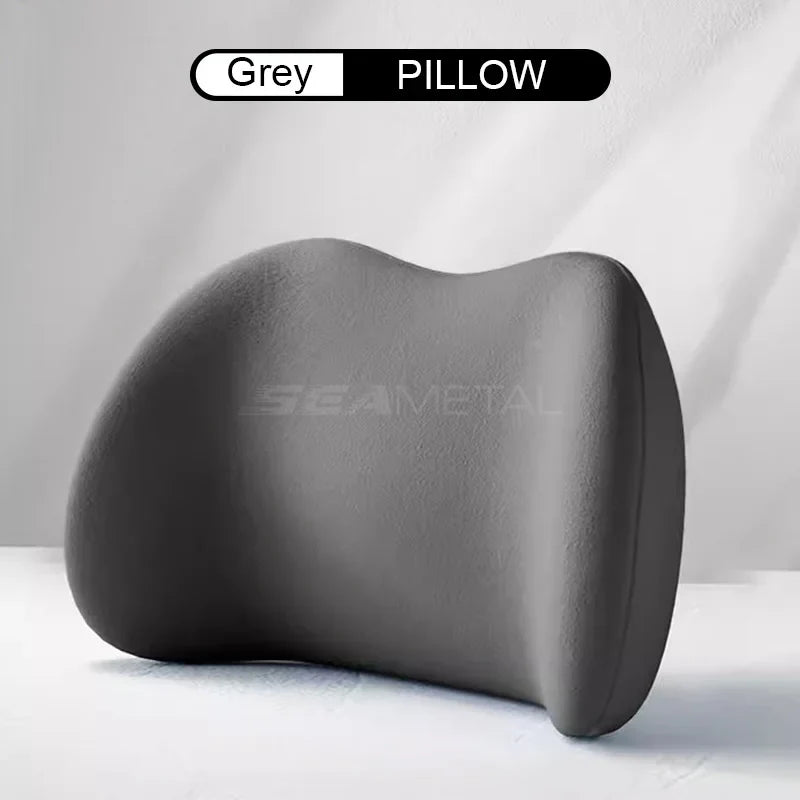 Memory Foam Car Neck Pillow – Ergonomic Headrest & Lumbar Support Cushion with Washable Cover