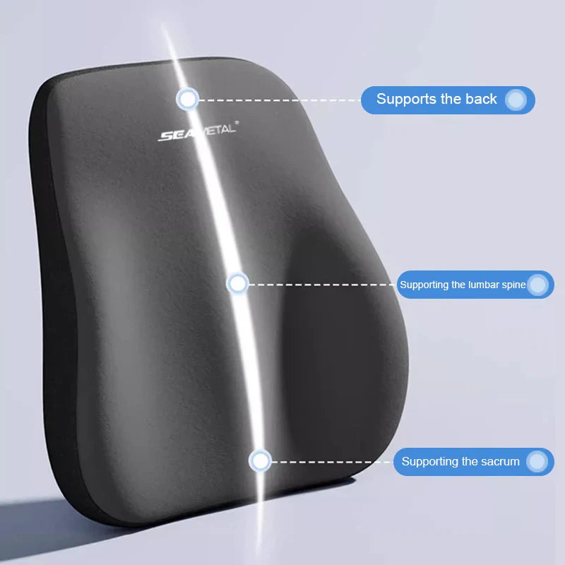 Memory Foam Car Neck & Lumbar Pillow – Soft Washable Cover Support Cushion