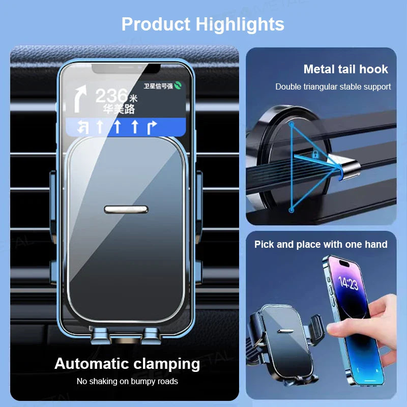 Universal Car Air Vent Phone Holder – 360° Adjustable Mount for 4.7–7.2 Inch Smartphones