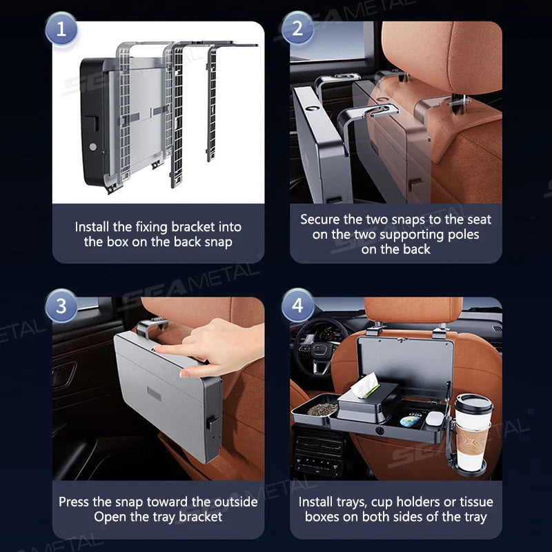 Foldable Car Seat Tray Table – Portable Backseat Snack & Drink Holder for Kids