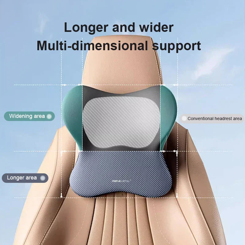 Memory Foam Car Neck & Lumbar Pillow – Soft Washable Cover Support Cushion