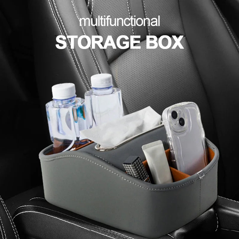 5-in-1 Center Console Armrest Extension – Organizer with Cup & Tissue Holder