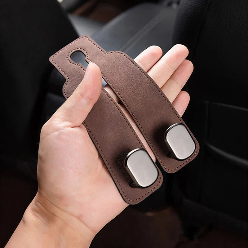 Premium Car Headrest Hook – Suede Rear Seat Dual Alloy Hanger with 20KG Load Capacity