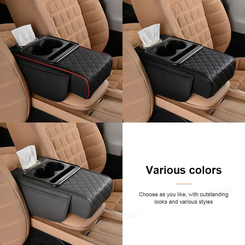 All-in-One Car Arm Rest Cushion – 7cm Thick Console Organizer with Elbow Support