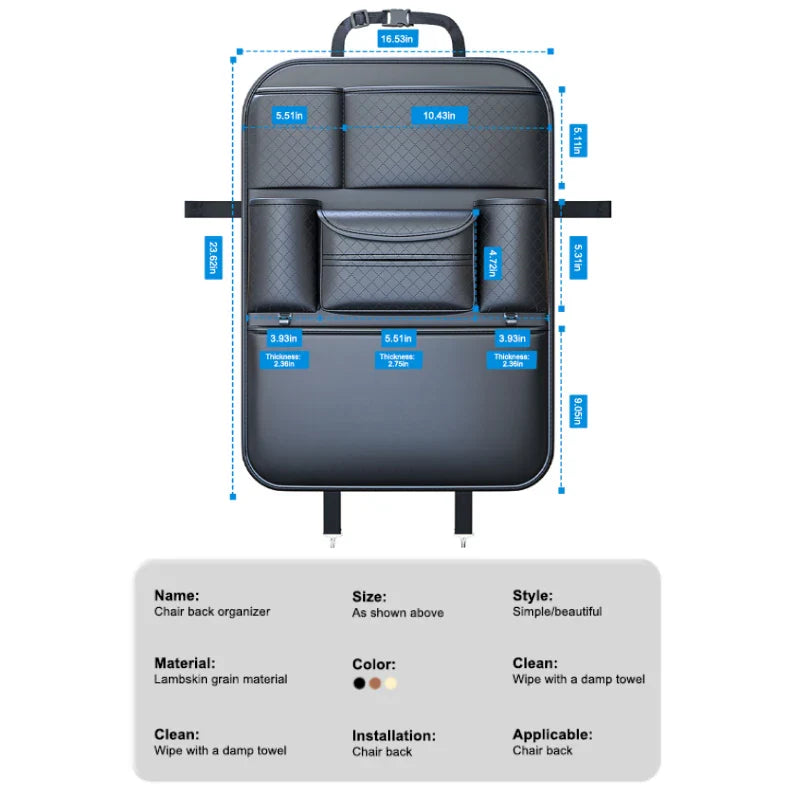 Multifunctionele auto-achterbankorganizer – Opbergtas met 8 vakken en bekerhouder