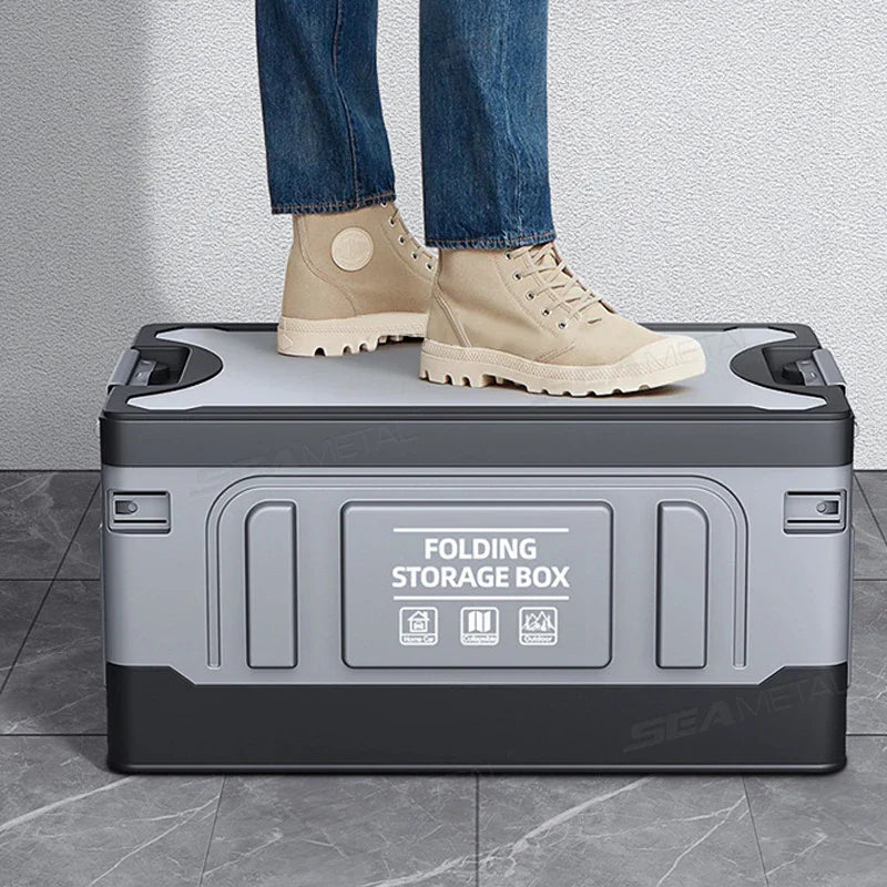 61L Large-Capacity Foldable Car Trunk Organizer – Heavy-Duty Thickened Storage Box for Camping & Fishing