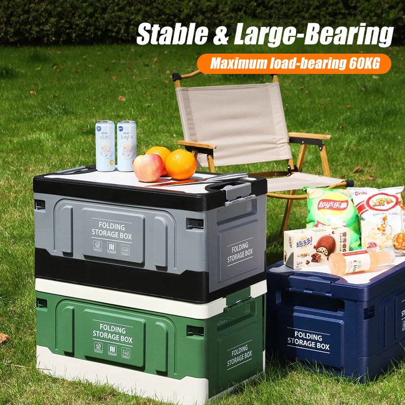 61L Large-Capacity Foldable Car Trunk Organizer – Heavy-Duty Thickened Storage Box for Camping & Fishing