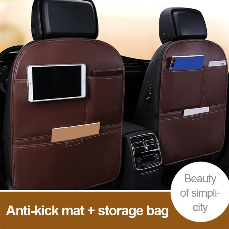 Car Seat Back Organizer – Leather Anti-Mud Kick Protector Easy to Clean