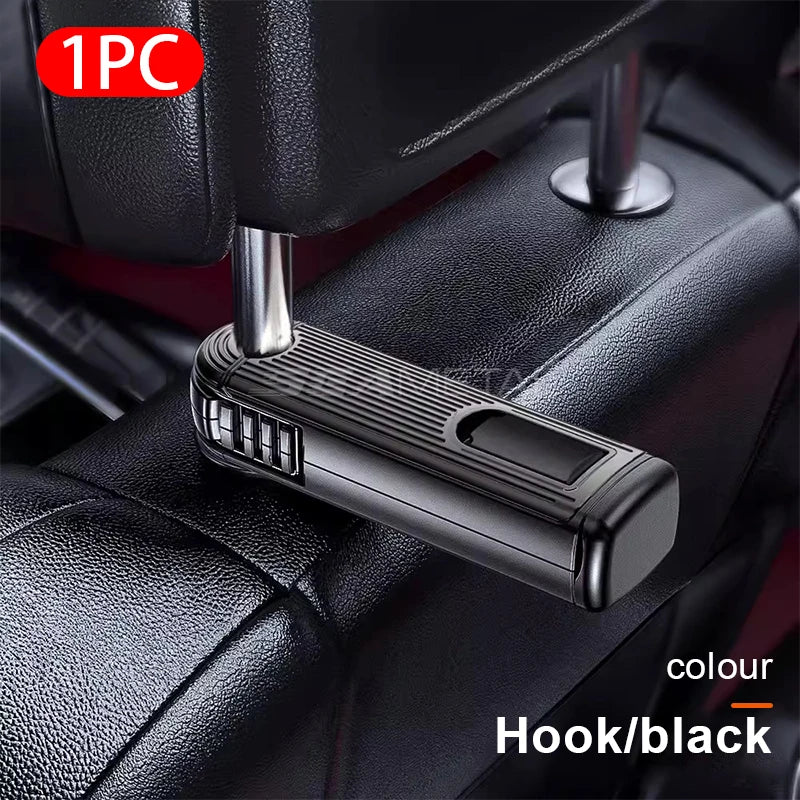 2-in-1 Car Headrest Hanging Hook – Built-In Phone Holder with Silicone Anti-Slip Pad