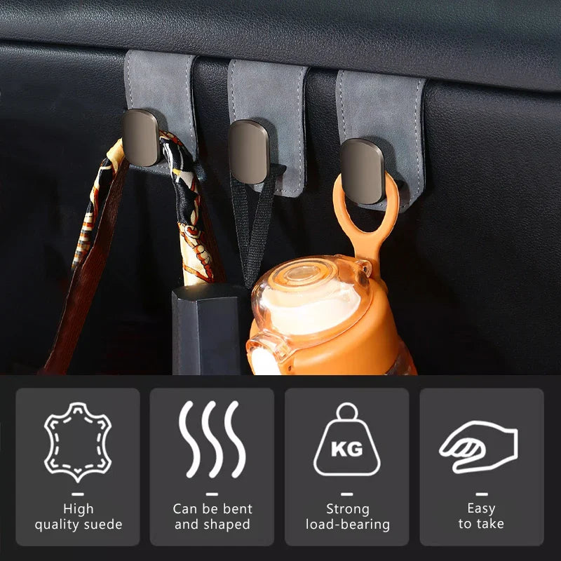 SEAMETAL Car Seat Hook Hanger Co-Pilot Storage Box Hanger Metal Hook for Bag Luxury Suede 15KG Large-Bearing Car Handbag Holder