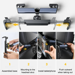 Car Seat Back Phone Holder – Telescopic Rear Tablet Mount for 4–12.9 Inch iPad & Smartphones