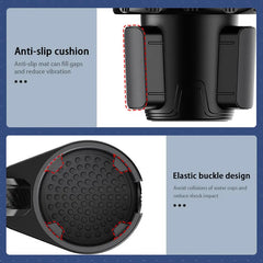 Car Cup Holder Expander with Tray – 360° Rotating Stable Drink Holder with Adjustable Base