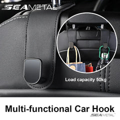 Universal Hidden Car Headrest Hook – Suede Leather Rear Row Hanger 20KG Load-Bearing