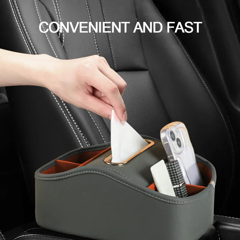 5-in-1 Center Console Armrest Extension – Organizer with Cup & Tissue Holder