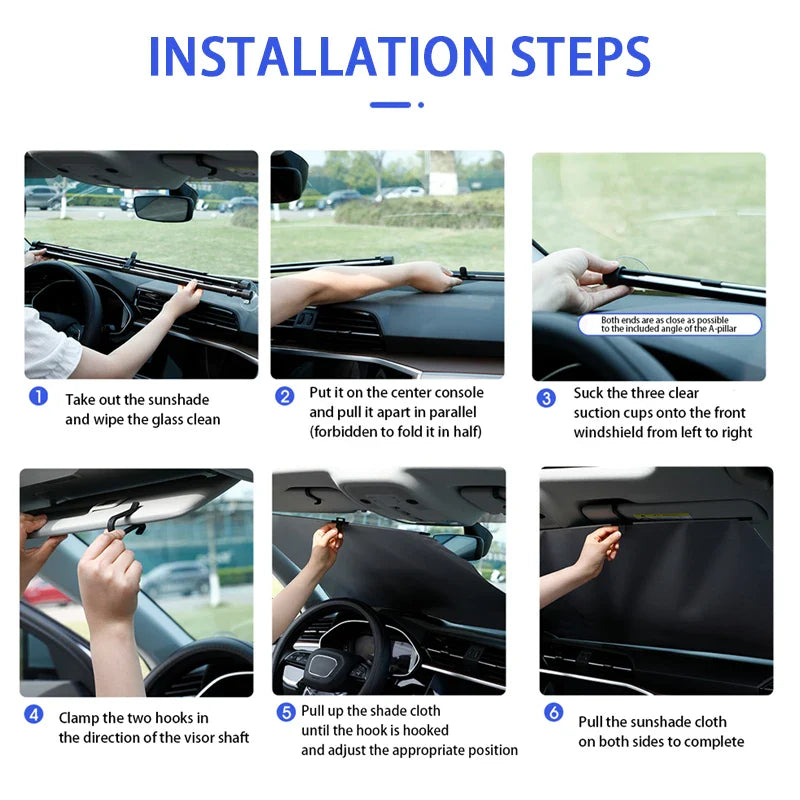 Telescopic Car Curtains – Adjustable 72–140cm Windshield Sun Protection Privacy Shade