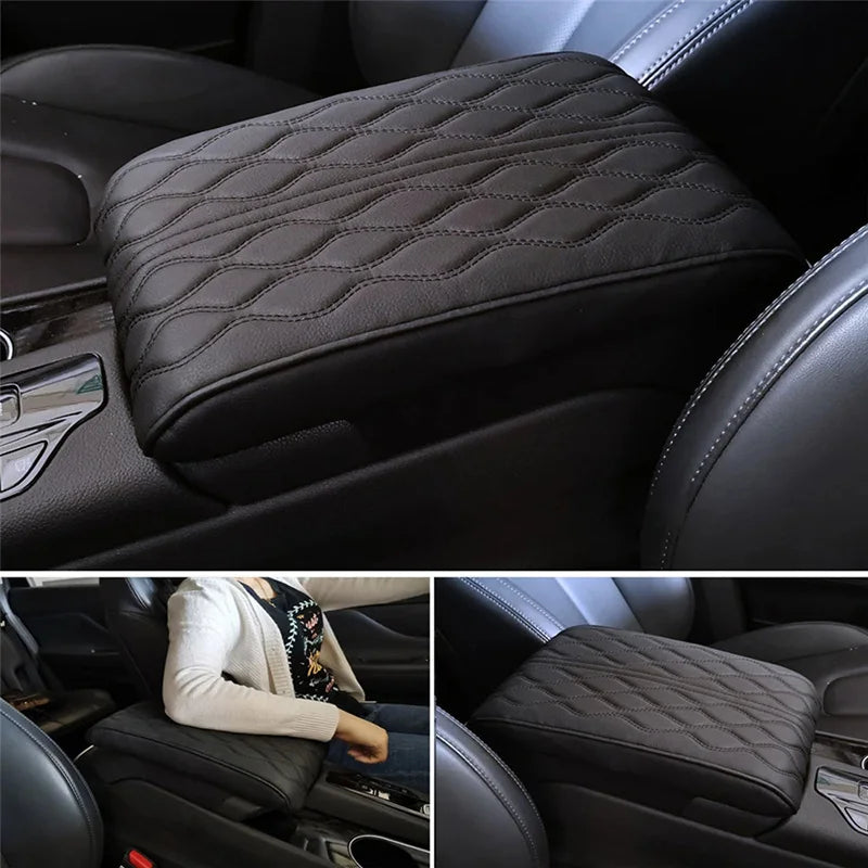 Thickened Car Armrest Box Cushion – 3D Memory Foam PU Leather Console Cover