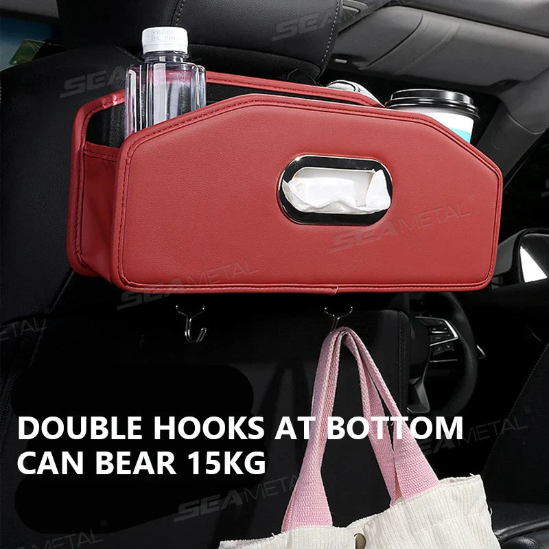 Multi-Function Car Backseat Organizer – Foldable Storage Box with Tissue Holder & Hook