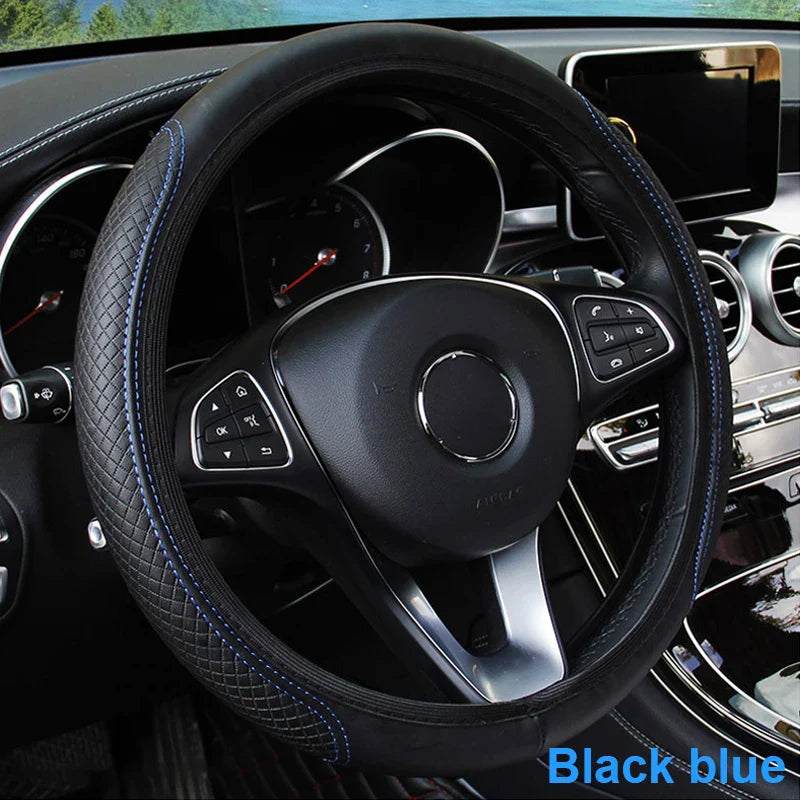 Universal Steering Wheel Cover 37–39CM – Anti-Slip, Wear-Resistant Microfiber Leather Cover