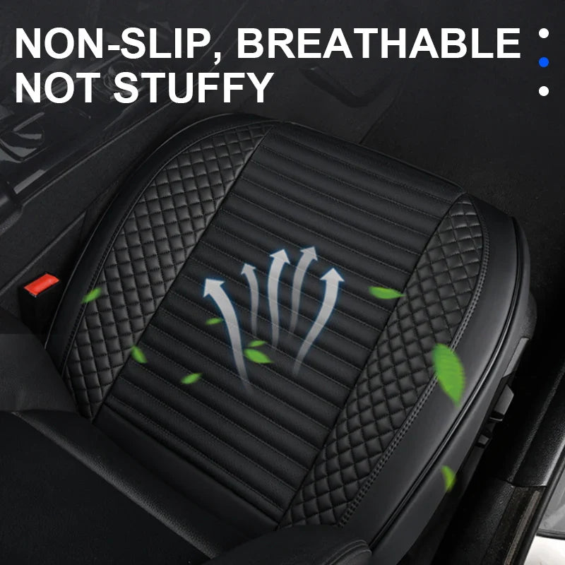 Full-Wrapped PU Car Seat Cover – Breathable Perforated Front Seat Cushion with Anti-Slip Design