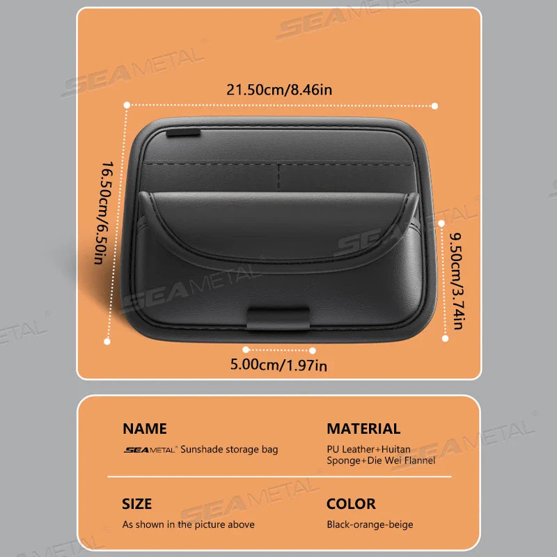 Car Visor Storage Bag – Luxury Textured Sunglasses Holder with Flannel Interior